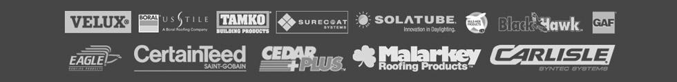 collection of several roofing material manufactuerer's logos